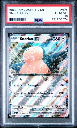 2025 POKEMON PRISMATIC EVOLUTIONS SNORLAX ex PSA #076 GEM MT 10 - Image 1