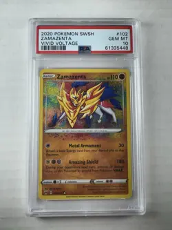 Pokemon PSA 10 Mint Zamazenta Vivid Voltage 102/185 Holo Amazing Rare - Image 1