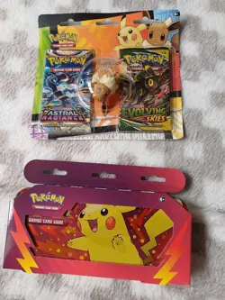 Pokemon Pikachu 2022 Pencil Case & Rubber Set Includes Evolving Skies in Both. - Image 1