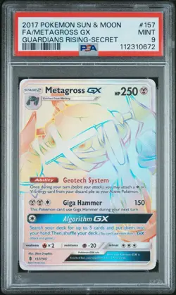 2017 POKEMON SUN & MOON GUARDIANS RISING SECRET #157 FULL ART/METAGROSS GX PSA 9 - Image 1