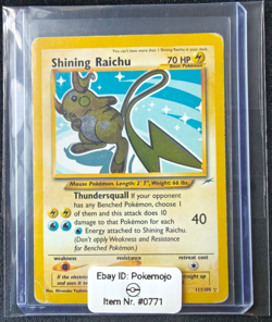 Pokemon, Shining Raichu 111/105, Neo Destiny, Secret rare, Heavy play, PSA 1 - Image 1