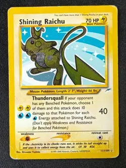 Pokemon, Shining Raichu 111/105, Neo Destiny, Secret rare, Heavy play, PSA 1 - Image 2