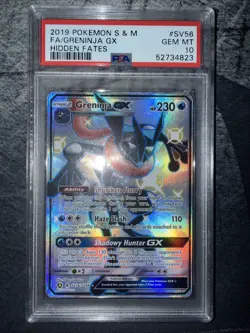2019 POKEMON SUN & MOON HIDDEN FATES #SV56 FULL ART/GRENINJA GX PSA 10 - Image 1