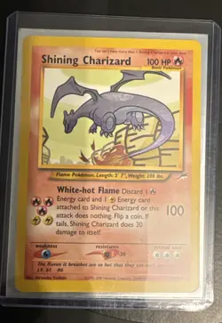 2002 Pokemon Neo Destiny Unlimited SHINING CHARIZARD Holo Secret Rare 107/105 - Image 1