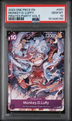 2023 ONE PIECE PROMO PIRATES PARTY VOL.5 #041 MONKEY D. LUFFY GEAR 5 PSA 10 - Image 1