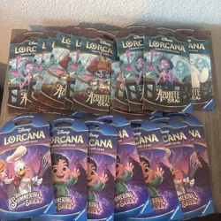 Disney Lorcana Lot 19 Sleeved Booster Packs Azurite Sea & Shimmering Skies - Image 1