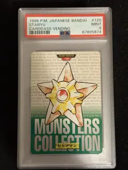 1996 Pokemon Japanese Bandai Carddass Vending Green Staryu #120 PSA 9 Mint - Image 1