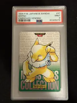 1996 POKEMON JPN BANDAI CARDDASS VENDING #97 HYPNO PSA 9 Mint Green - Image 1