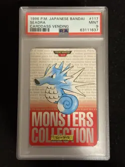 1996 POKEMON JPN BANDAI CARDDASS VENDING #117 SEADRA PSA 9 Mint Red - Image 1