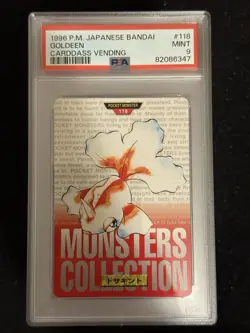 1996 POKEMON JPN BANDAI CARDDASS VENDING #118 GOLDEEN PSA 9 Mint Red - Image 1
