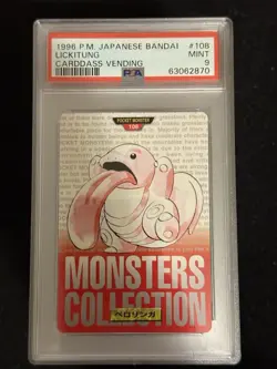 1996 POKEMON JPN BANDAI CARDDASS VENDING #108 LICKITUNG PSA 9 Mint Red - Image 1