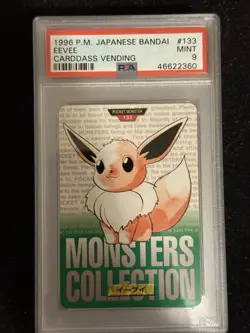 1996 POKEMON JPN BANDAI CARDDASS VENDING #133 EEVEE PSA 9 Mint Green - Image 1