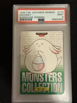 1996 Pokemon Japanese Bandai Carddass Vending #113 Chansey PSA 9 Mint Green - Image 1