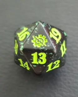 The Brother’s War Black/Green MTG D20 Spindown Life Counter Set Dice Die - Image 1