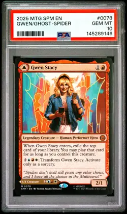 2025 MTG MARVEL'S SPIDER-MAN #0078 GHOST-SPIDER/GWEN STACY PSA 10 - Image 1