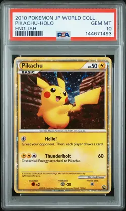 2010 POKEMON JAPANESE WORLD COLLECTION ENGLISH PIKACHU-HOLO PSA 10 - Image 1