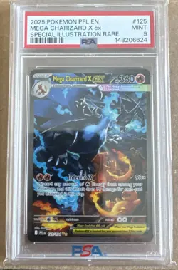 Pokemon 2025 Mega Charizard X ex 125/094 SIR Phantasmal Flames PSA 9 - Image 1