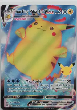 Surfing Pikachu VMAX 009/025 Holo VMAX Rare Celebrations Pokemon Near Mint - Image 1