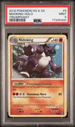 Pokemon 2010 HeartGold SoulSilver Triumphant Nidoking Holo Rare #6/102 PSA 9 - Image 1