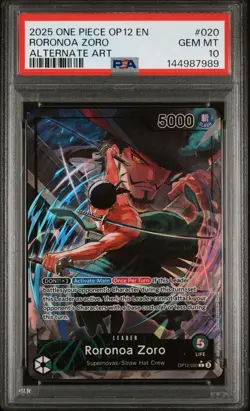 2025 ONE PIECE OP12 LEGACY OF THE MASTER ALTERNATE ART #020 RORONOA ZORO PSA 10 - Image 1