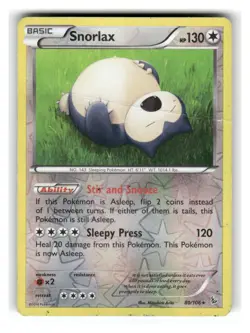 Snorlax 80/106 Rare Flashfire Pokemon Reverse Holo Damaged - Image 1