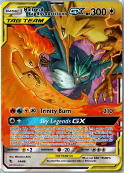 Pokemon Card - Moltres & Zapdos & Articuno GX 44/68 Hidden Fates GX Rare Holo NM - Image 1