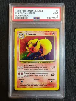 1999 Pokemon Jungle No Symbol Flareon Holo #3 PSA 9 - Image 1