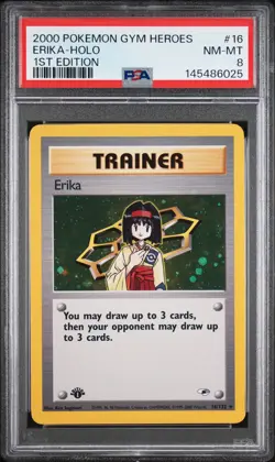 2000 POKEMON GYM HEROES 1ST EDITION #16 ERIKA-HOLO PSA 8 - Image 1
