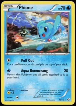 Phione 36/113 Rare Legendary Treasures Pokemon Lightly Played - Image 1