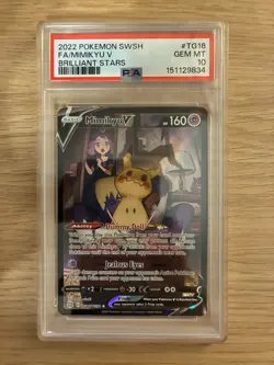 2022 POKEMON SWORD & SHIELD BRILLIANT STARS #TG16 FULL ART/MIMIKYU V PSA 10 - Image 1