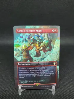Gimli’s Reckless Might Borderless FOIL Lord of the Rings Tale NM MTG - Image 1