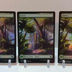 Magic The Gathering Forest #290 Full Art Foil NM Lot Of 3 Foundations - Image 3