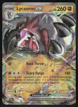 Pokemon TCG SV02: Paldea Evolved #117/193 Lycanroc ex LP - Image 1