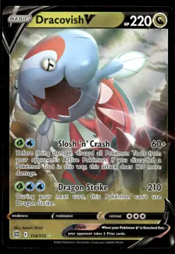 Pokemon TCG SWSH09: Brilliant Stars #114/172 Dracovish V NM - Image 1