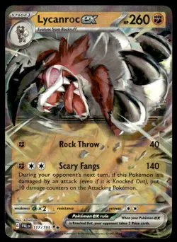 Pokemon TCG SV02: Paldea Evolved #117/193 Lycanroc ex NM - Image 1