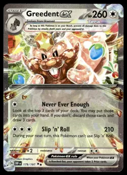 Pokemon TCG SV03: Obsidian Flames #179/197 Greedent ex NM - Image 1