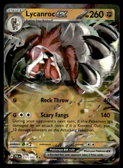 Pokemon TCG SV02: Paldea Evolved #117/193 Lycanroc ex LP - Image 1