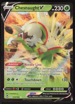 Pokemon TCG SWSH12: Silver Tempest #015/195 Chesnaught V NM - Image 1