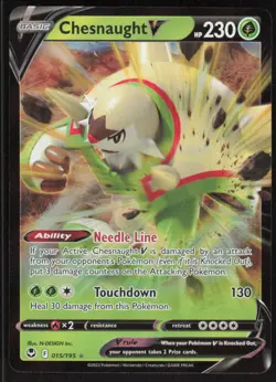 Pokemon TCG SWSH12: Silver Tempest #015/195 Chesnaught V NM - Image 1