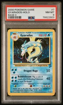 2000 Pokemon GYARADOS - HOLO #7 Base Game II PSA 8 - Image 1
