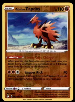 Galarian Zapdos 082/203 Holo Rare Evolving Skies Pokemon Reverse Holo LP - Image 1