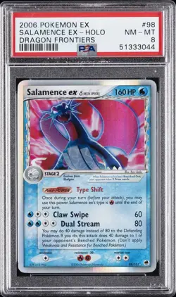 2006 POKEMON EX DRAGON FRONTIERS #98 SALAMENCE EX-HOLO PSA 8 - Image 1