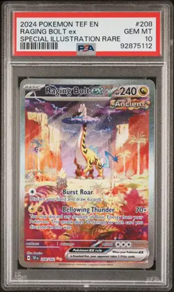 Pokemon Raging Bolt ex 208/162 Temporal Forces Special Illustration PSA 10 - Image 1