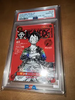 2025 ONE PIECE JAPANESE PROMOS ONE PIECE MAGAZINE VOL.20 MONKEY D. LUFFY PSA 10 - Image 3