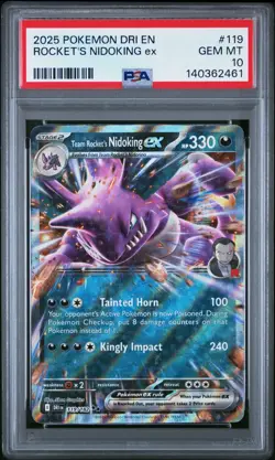 PSA 10 Team Rocket's Nidoking ex Ultra Rare DESTINED RIVALS 119/182 Pokemon Card - Image 1