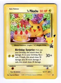 ______'s Pikachu Celebrations: C #24 (2021) Classic Collection Holo NM Pokemon - Image 1