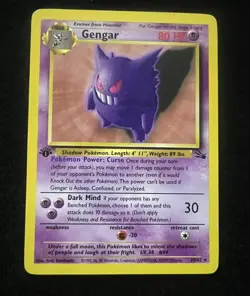 Pokemon Card Gengar 20/62 1ST EDITION Fossil Rare - Image 1
