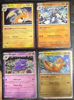 Pokemon 151 Cosmos Holo Card Lot English - Raichu, Machamp, Gengar, Dragonite - Image 1