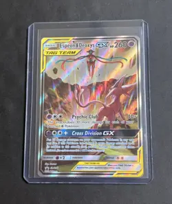 Pokemon TCG Espeon & Deoxys GX SM240 Promo TAG TEAM Full Art Holo 260 HP English - Image 1