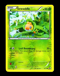 2013 Pokemon SEWADDLE Legendary Treasures REVERSE HOLO Card 9/113 Yuka Morii Art - Image 1